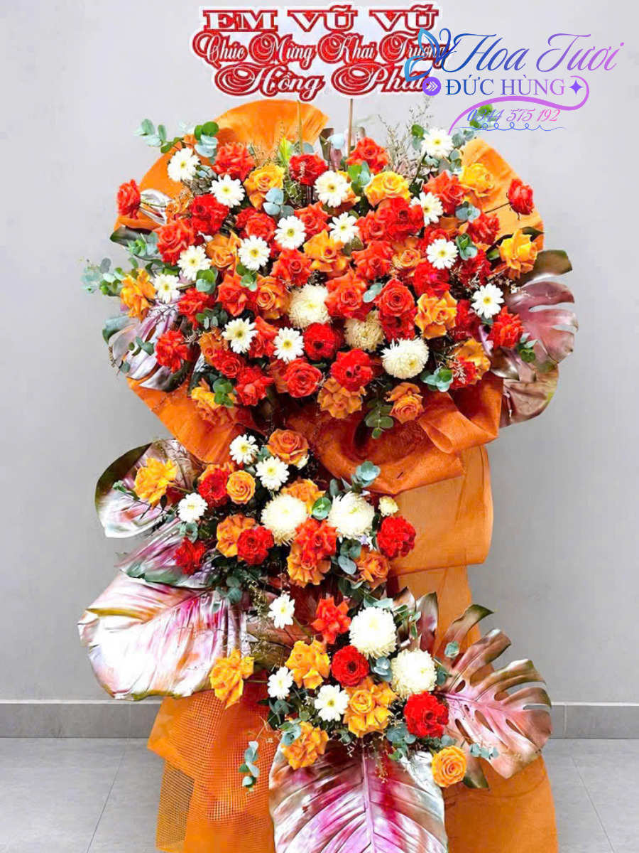Lẵng khai trương màu cam vàng sang trọng